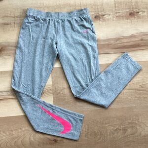 Nike gray leggings | girls XL | pink swoosh | fall winter casual comfort basic